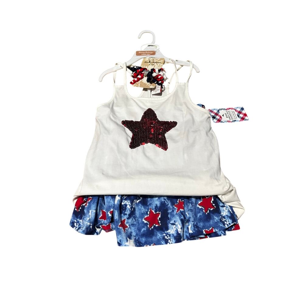 Tommy Bahama 7 patriotic red white blue skort tank star sequins barrettes nwt
